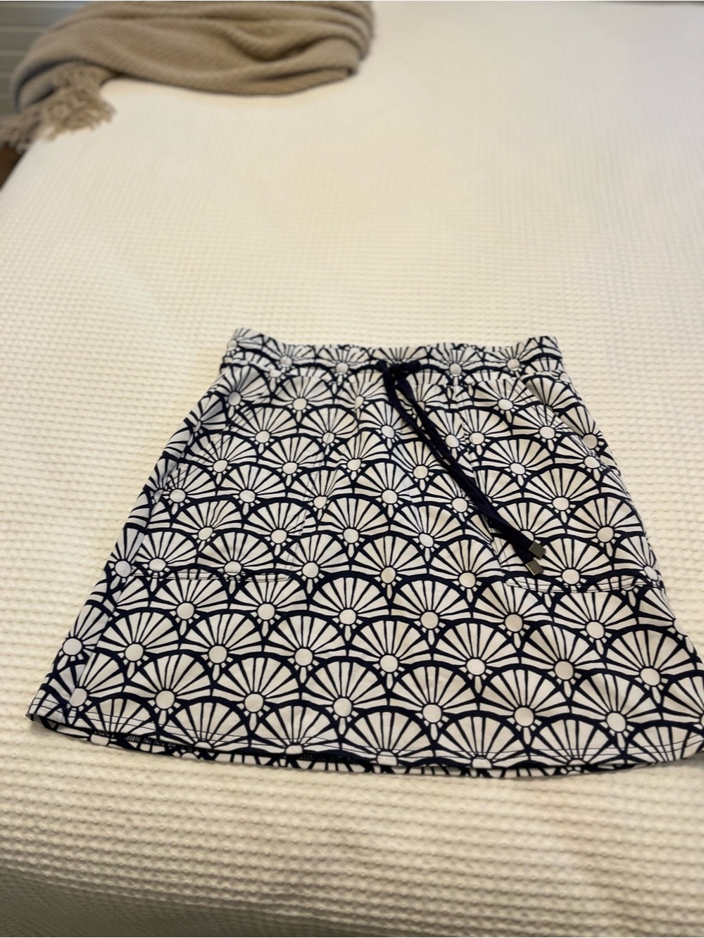Hatley Navy and White Geometric Drawstring Mini Skirt